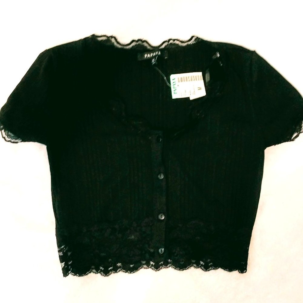 New Black Crop Top Button-Up Teens